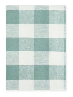 Hot Sophie Allport Teal Blue Gingham Linen Tablecloth