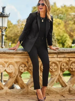 Sosandar Black Premium Faux Leather Blazer^Women Blazers|Suits & Tailoring