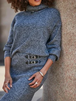 Discount Sosandar Grey Knitted Midaxi Skirt