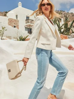 Sosandar Natural Boucle Blazer With Pearlescent Button^Women Blazers