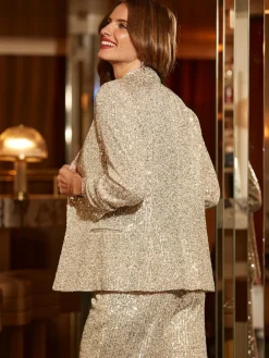 Sosandar Natural Sequin Relaxed Fit Blazer^Women Suits & Tailoring|Blazers