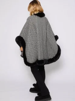 South Beach Faux Fur Trim Cape^Women Swimwear