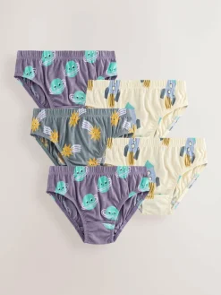 New Next 100% Cotton Printed Briefs 5 Pack (1.5-10yrs) Space Print