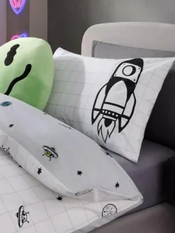 Sale Next Spaceships Supersoft 100% Cotton Percale 200 Thread Count Duvet Cover and Pillow Case Set