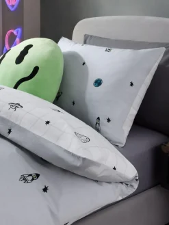 Sale Next Spaceships Supersoft 100% Cotton Percale 200 Thread Count Duvet Cover and Pillow Case Set