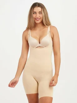 Spanx sculpt™ Seamless Power Open-Bust Mid-Thigh Bodysuit^Women Shapewear