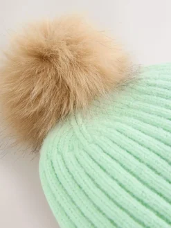 Online Next Spearmint Rib Knit Pom Hat