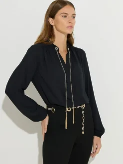 Star by Julien MacDonald Black Chain Detail Blouse^Women Blouses & Shirts