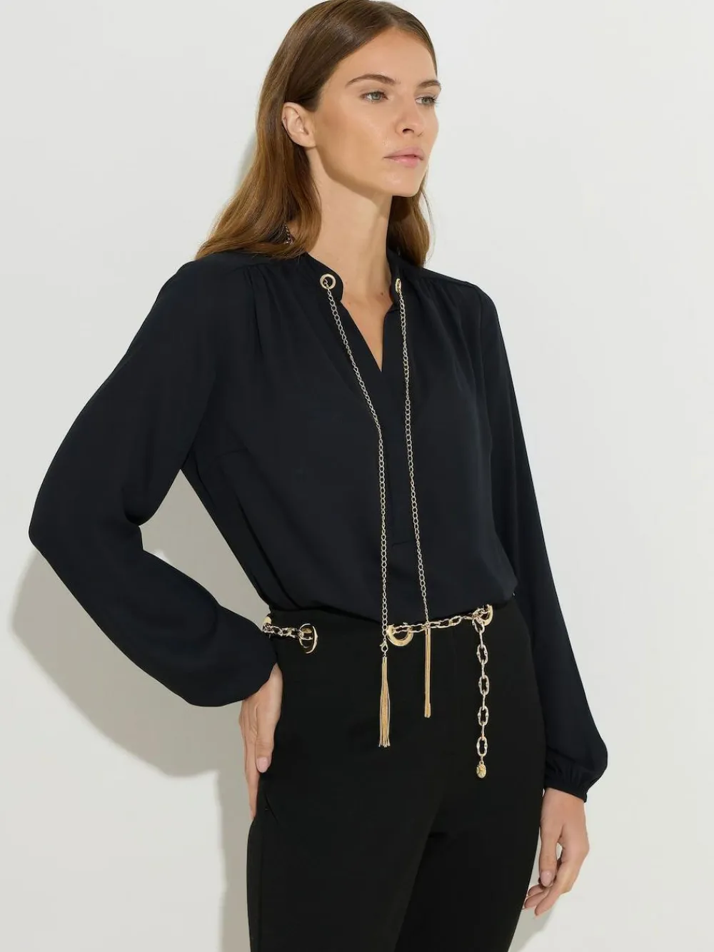 Star by Julien MacDonald Black Chain Detail Blouse^Women Blouses & Shirts