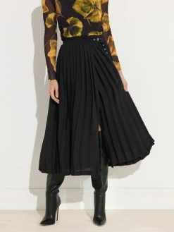 Sale Star by Julien MacDonald Black Pleated Maxi Skirt