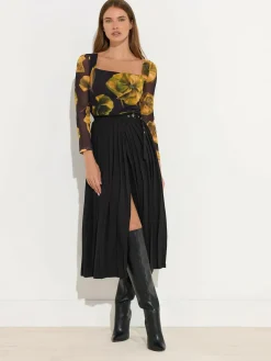 Sale Star by Julien MacDonald Black Pleated Maxi Skirt