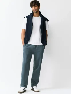 Next Steel Blue Straight Fit Relaxed Fit Brushback Heavyweight Joggers^ Joggers|Joggers