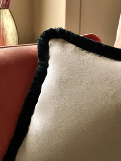 Sale Next Stone 45 x 45cm Soft Velour Contrast Fringe Cushion