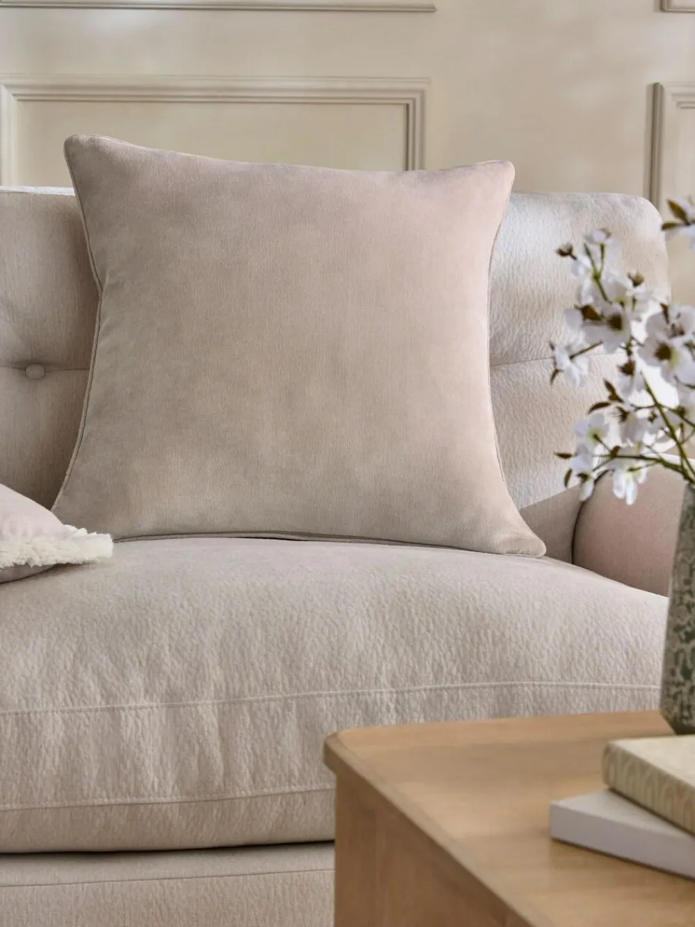 Next Stone 59 x 59cm Soft Velour Cushion