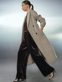 Next Stone Belted Coat with Faux Fur Detachable Collar