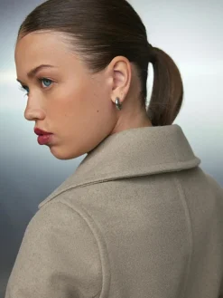 Next Stone Belted Coat with Faux Fur Detachable Collar