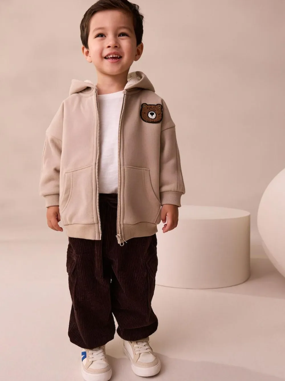 Best Next Borg Lined Zip Through Hoodie (3mths-7yrs) Stone