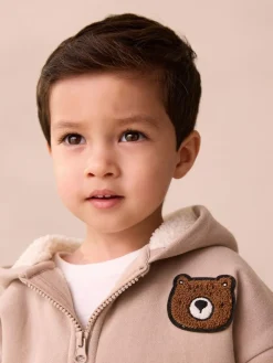 Best Next Borg Lined Zip Through Hoodie (3mths-7yrs) Stone