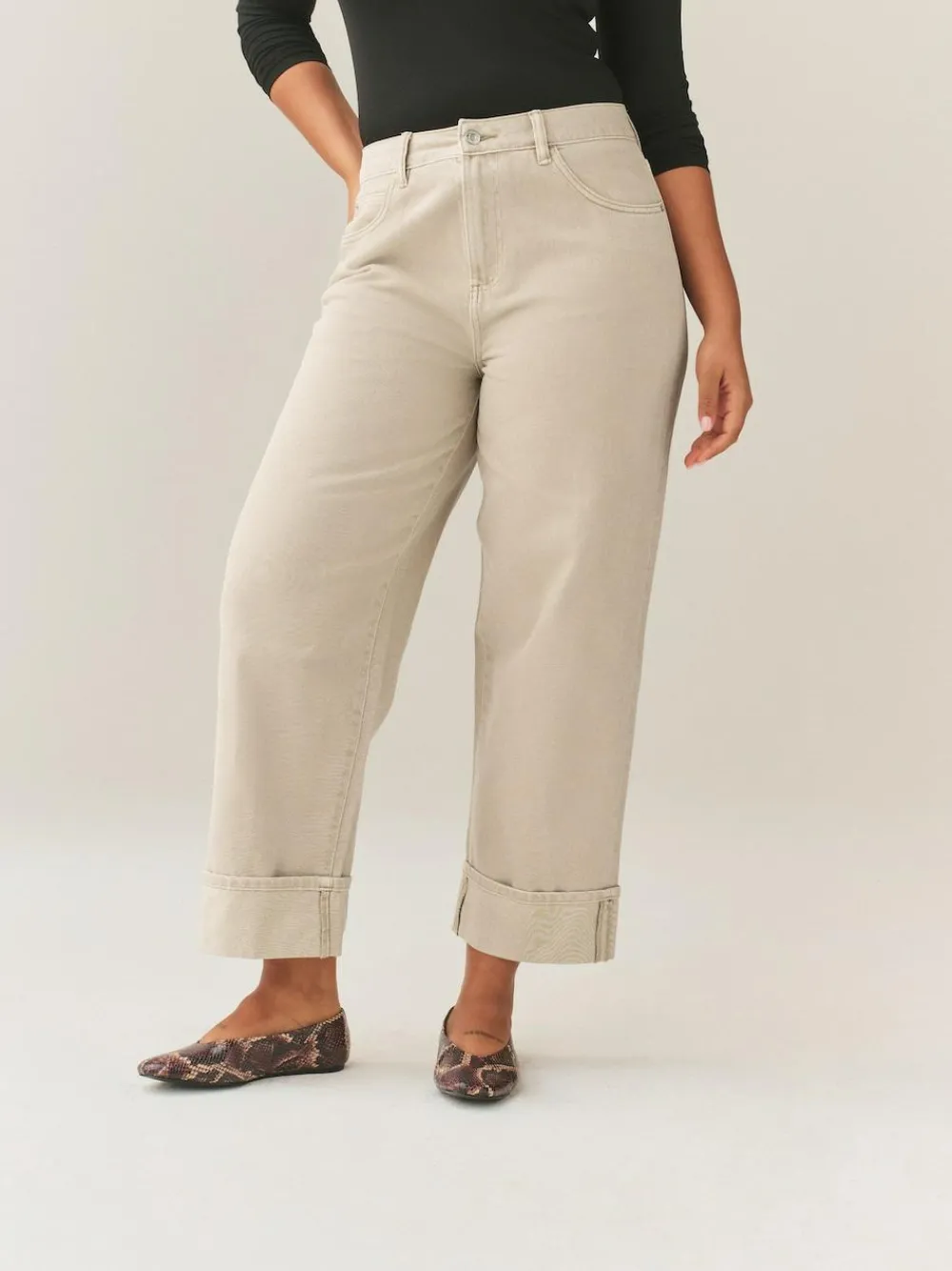 Next Boyfriend Hourglass Wide Leg Mid Rise Turn Up Jeans^Women Jeans|Jeans