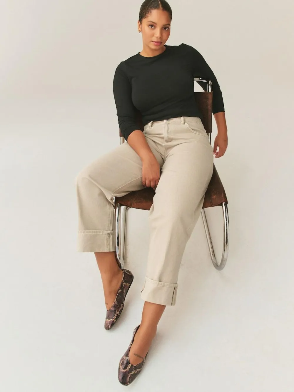 Next Boyfriend Hourglass Wide Leg Mid Rise Turn Up Jeans^Women Jeans|Jeans