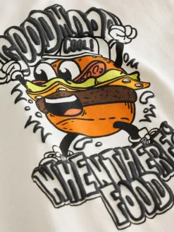 Hot Next Stone Cartoon Burger Relaxed Fit Short Sleeve Graphic T-Shirt (3-16yrs)