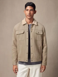 Next Faux Suede Borg Lined Trucker Jacket^ Coats & Jackets|Coats & Jackets