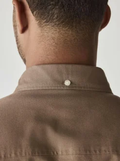 Online Next Stone Natural Slim Fit Long Sleeve Oxford Shirt