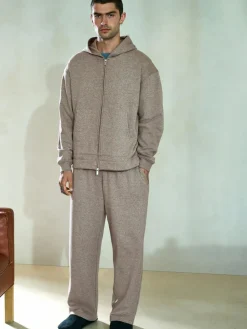 Discount Next Velour Lined Zip Through Hoodie Stone Neutral