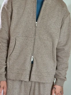 Discount Next Velour Lined Zip Through Hoodie Stone Neutral