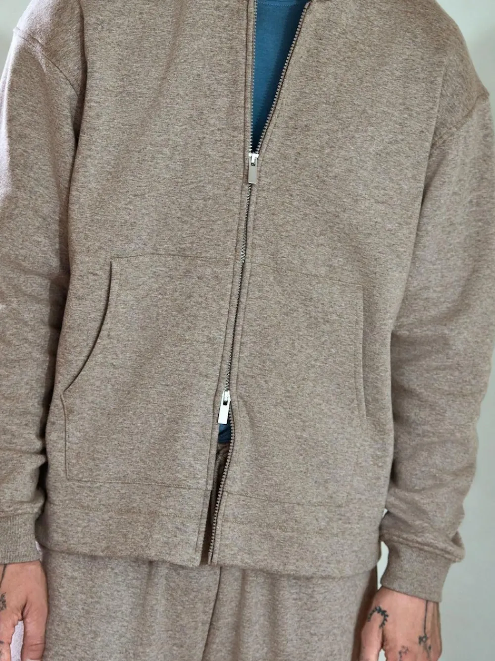 Discount Next Velour Lined Zip Through Hoodie Stone Neutral