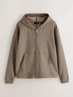 Discount Next Velour Lined Zip Through Hoodie Stone Neutral