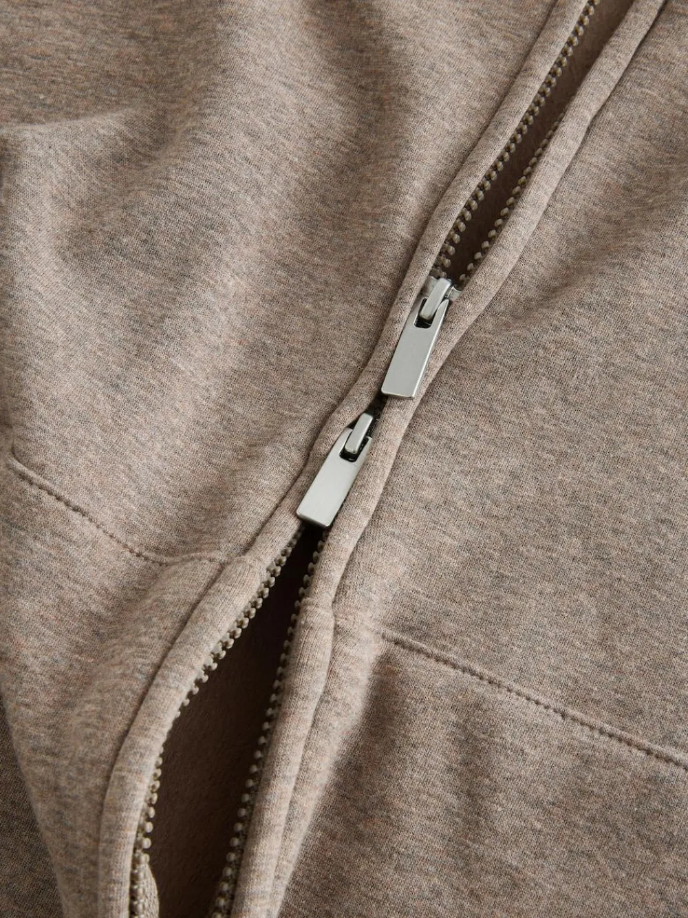 Discount Next Velour Lined Zip Through Hoodie Stone Neutral