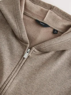 Discount Next Velour Lined Zip Through Hoodie Stone Neutral