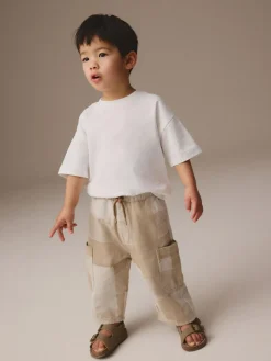 Next Stone Patchwork Wide Leg Pull On Cargo 100% Cotton Jeans (3mths-7yrs)^BOY Jeans & Joggers|Jeans