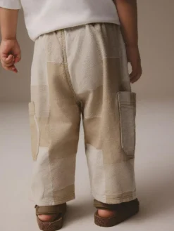 Next Stone Patchwork Wide Leg Pull On Cargo 100% Cotton Jeans (3mths-7yrs)^BOY Jeans & Joggers|Jeans