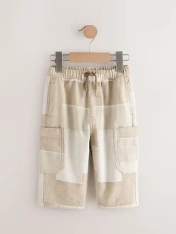Next Stone Patchwork Wide Leg Pull On Cargo 100% Cotton Jeans (3mths-7yrs)^BOY Jeans & Joggers|Jeans