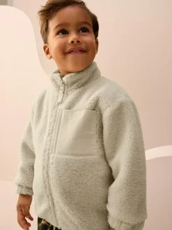 Next Stone Plain Funnel Neck Fleece Zip Through Fleece (3mths-7yrs)^BOY Baby Winter Clothing|Coats, Jackets & Pramsuits