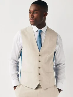 Next Regular Fit Motionflex Stretch Waistcoat Stone