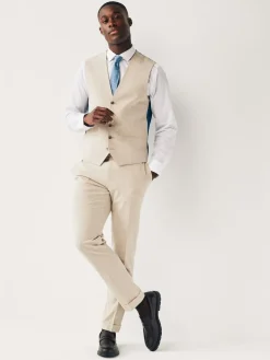 Next Regular Fit Motionflex Stretch Waistcoat Stone