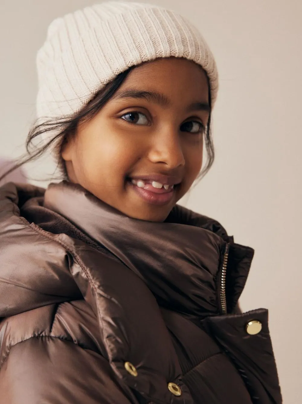 New Next Rib Beanie Hat (3mths-16yrs) Stone