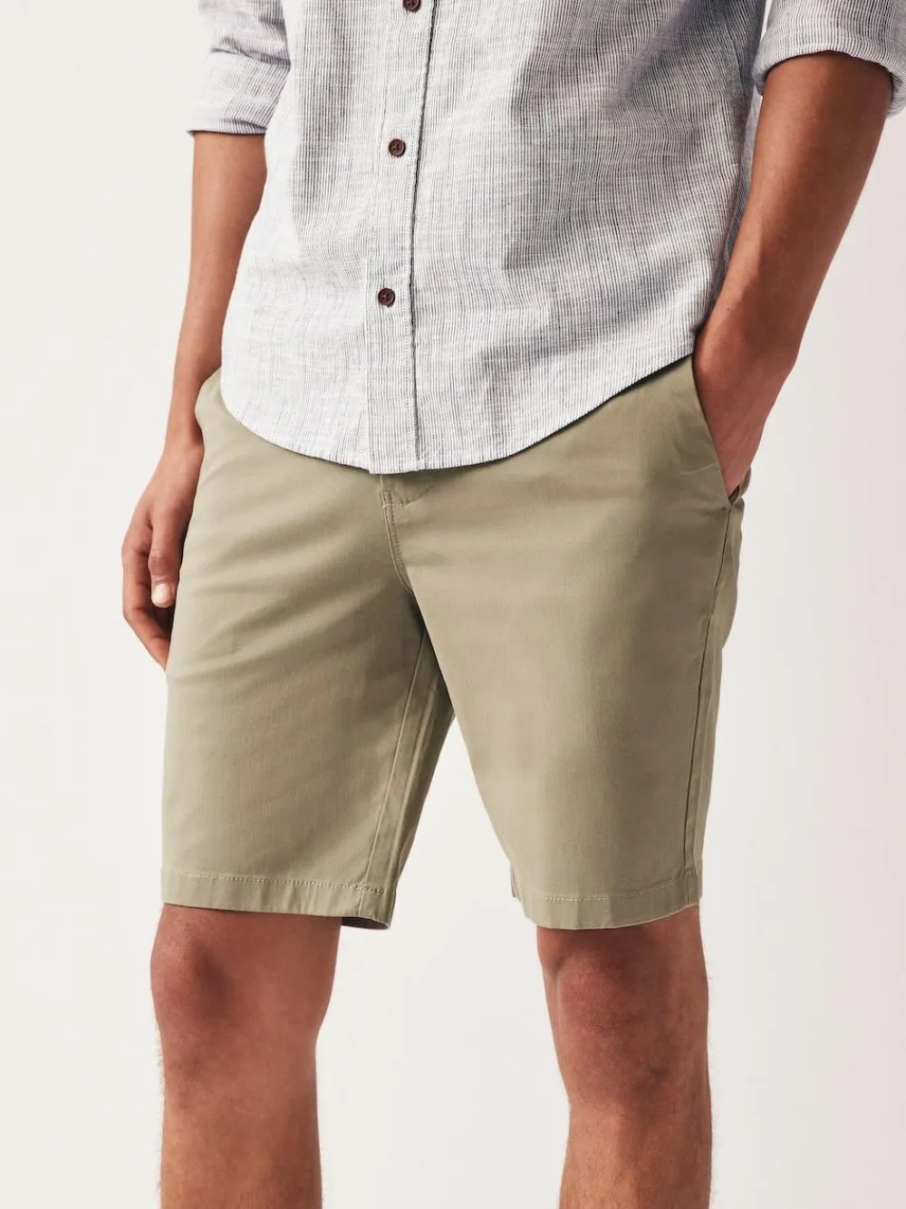 Next Skinny Fit Stretch Chinos Shorts Stone