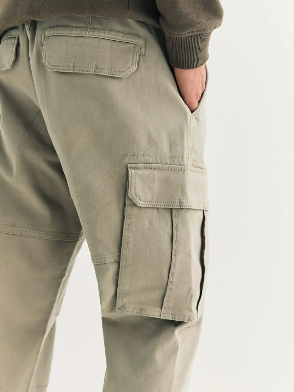 Next Stone Slim Fit Cotton Stretch Cargo Trousers^ Pants & Chinos