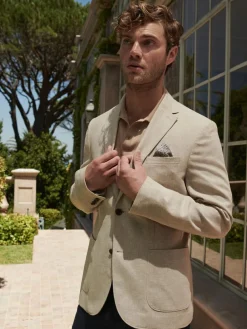 Next Slim Fit Textured Linen Blend Blazer^ Blazers & Formal Jackets