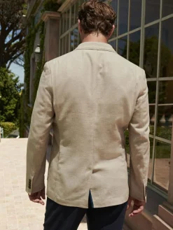 Next Slim Fit Textured Linen Blend Blazer^ Blazers & Formal Jackets