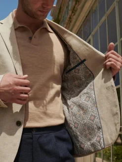 Next Slim Fit Textured Linen Blend Blazer^ Blazers & Formal Jackets