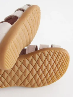 Clearance Next Standard Fit (F) Baby Touch Fastening Leather First Walker Sandals Stone