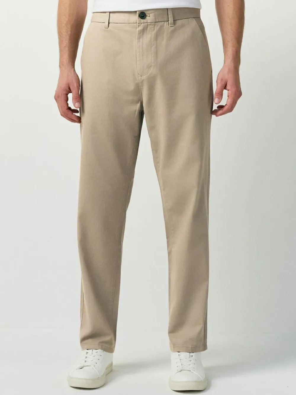 Sale Next Straight Fit 100% Cotton Chino Trousers Stone