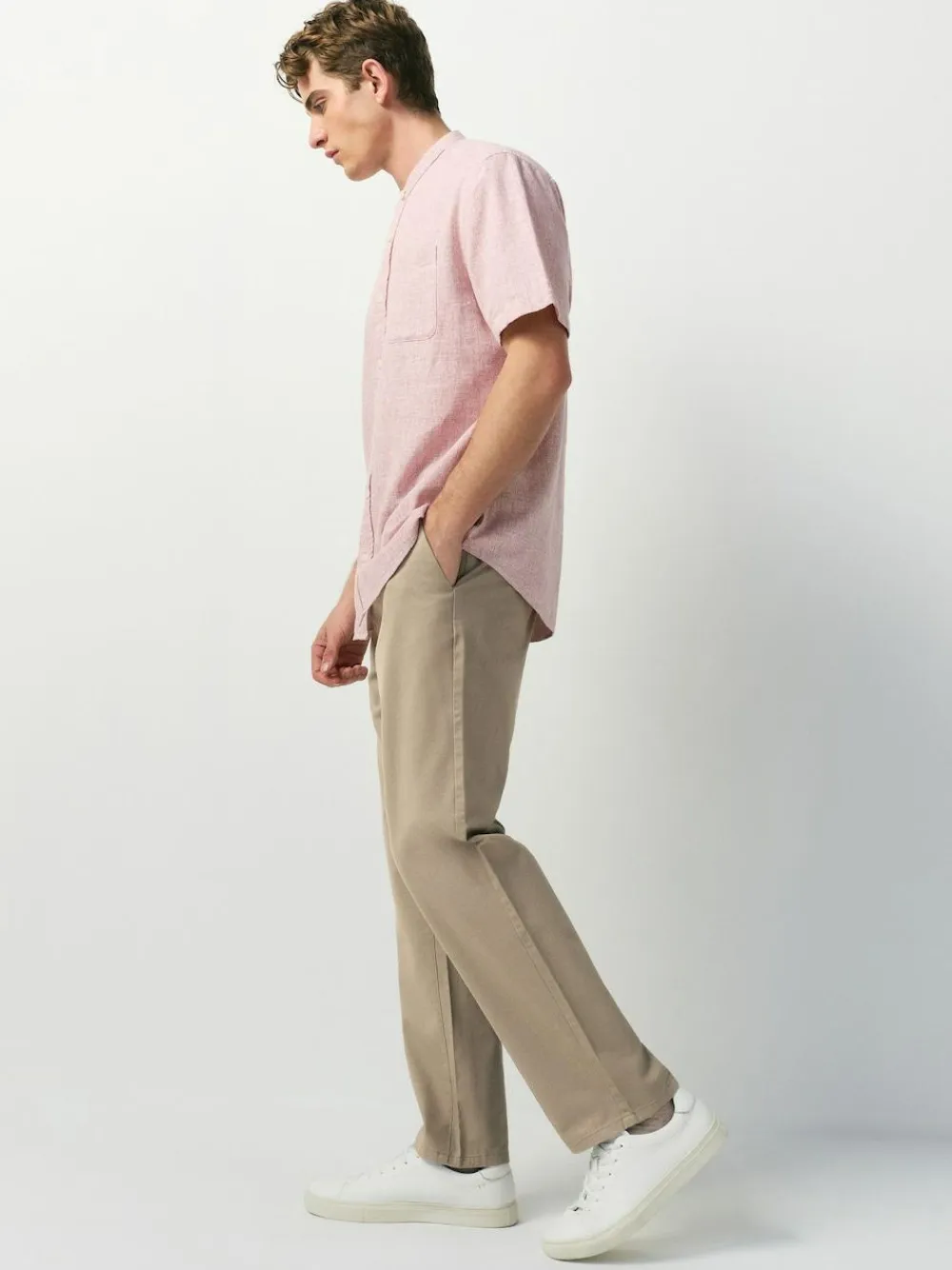Sale Next Straight Fit 100% Cotton Chino Trousers Stone