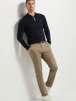 Hot Next Straight Fit Printed Belted Soft Touch Chino Trousers Stone