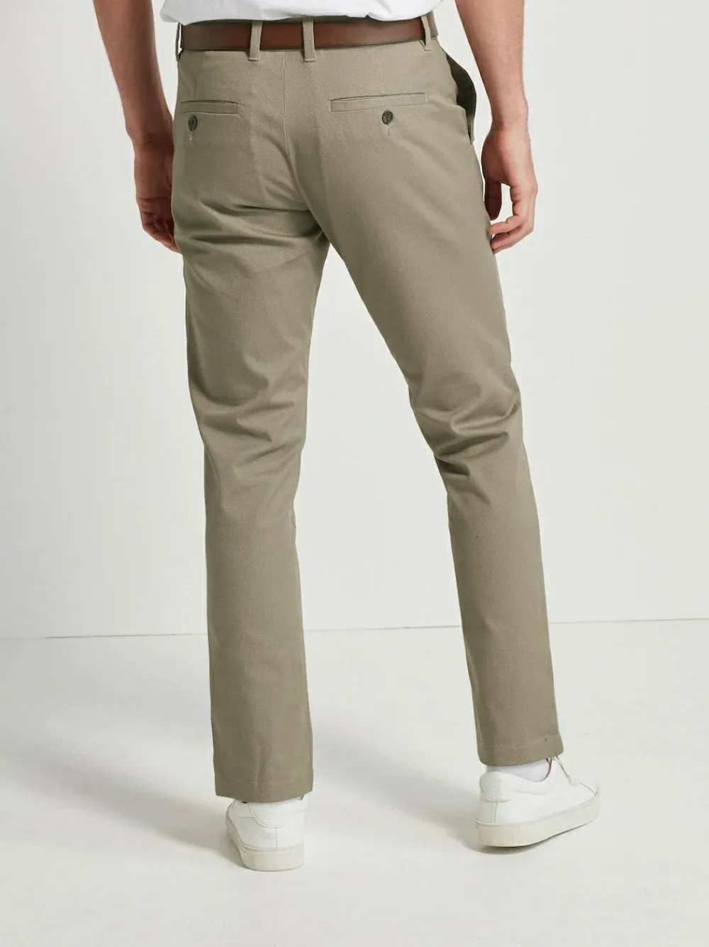 Hot Next Straight Fit Printed Belted Soft Touch Chino Trousers Stone